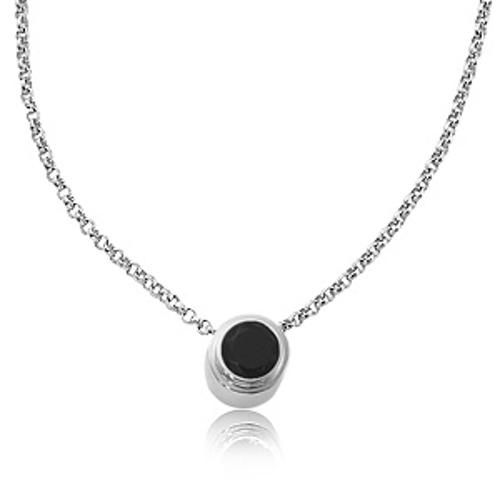 7mm Round Onyx Pendant - 80053oxtop-ss - Sterling Silver
