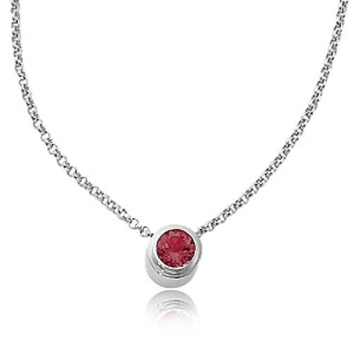 7mm Round Rhodolite Pendant - 80053rhtop-ss - Sterling Silver