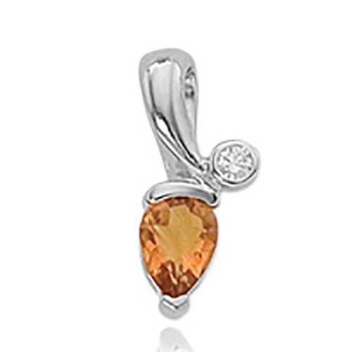 7x5 Ps & 1-.05 Diamond Citrine Pendant - 80345ci-ss - Sterling Silver
