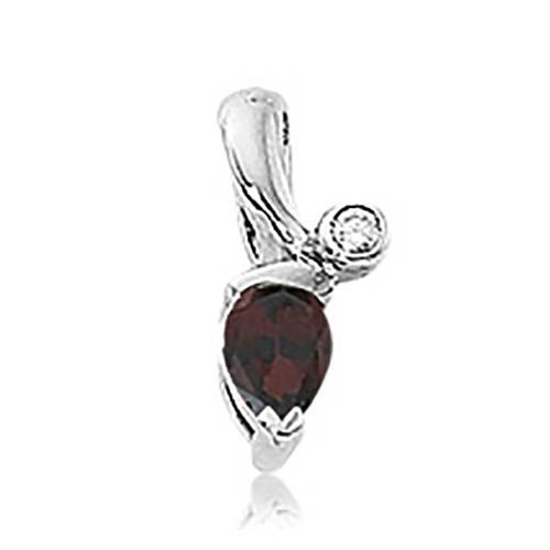 7x5 Ps & 1-.05 Diamond Garnet Pendant - 80345ga-ss - Sterling Silver