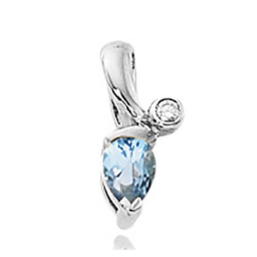 7x5 Ps & 1-.05 Diamond Swirl Blue Topaz Pendant - 80345bt-ss