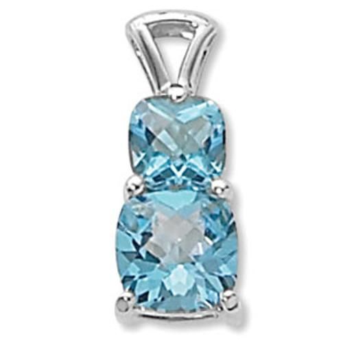 8mm & 10mm Blue Topaz Pendant - 80374bt-ss - Sterling Silver