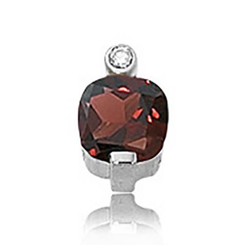 8mm Checkerboard Cushion & 1-.04 Diamond Garnet Pendant - 80307ga-ss