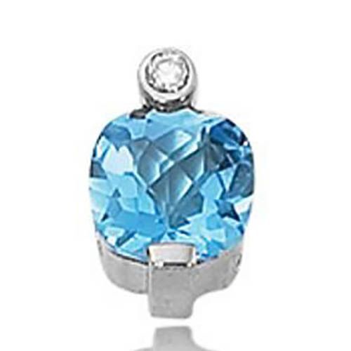 8mm Chkrbd Cushion & 1-.04 Diamond Swirl Blue Topaz Pendant