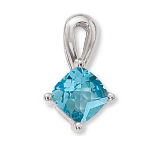8mm Cushion Blue Topaz Pendant - 80373bt-ss - Sterling Silver