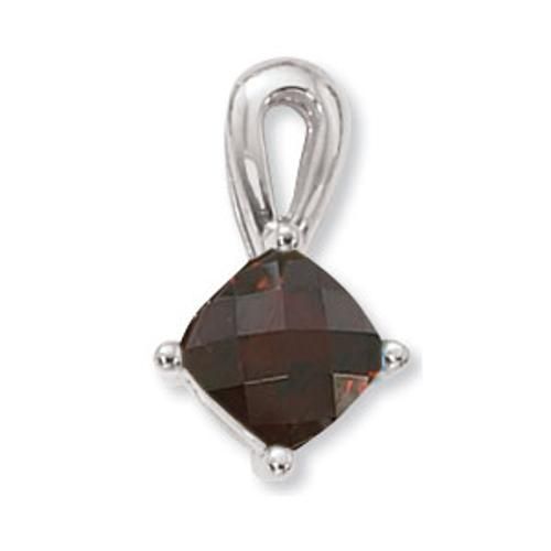 8mm Cushion Garnet Pendant - 80373ga-ss - Sterling Silver