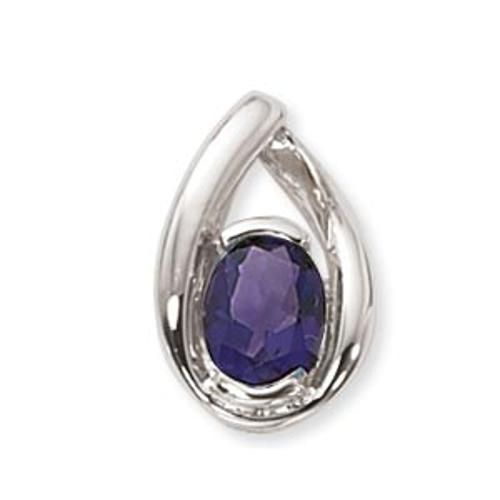 8x6 Oval Amethyst Pendant - 80014am-ss - Sterling Silver