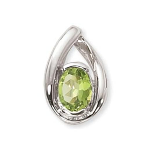 8x6 Oval Peridot Pendant - 80014pe-ss - Sterling Silver