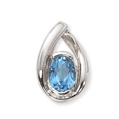 8x6 Oval Swirl Blue Topaz Pendant - 80014bt-ss - Sterling Silver