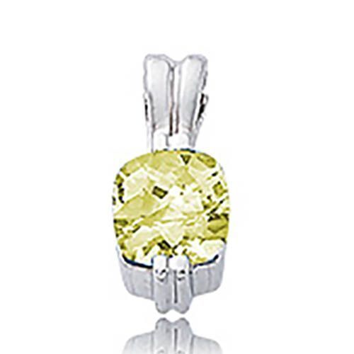 9mm Faceted Cushion Oro Verde Pendant - 80289ov-ss - Sterling Silver