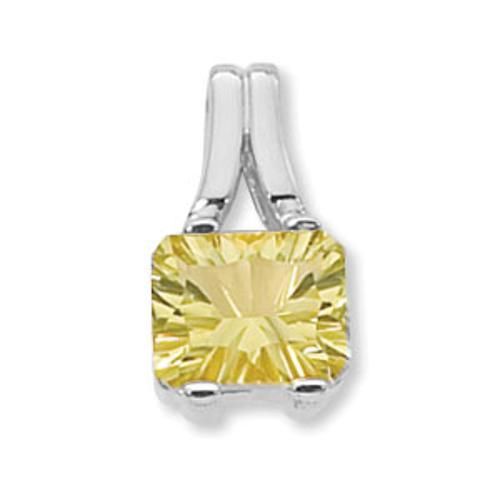 Concave Emerald Cut-oro Verd Pendant - 80384ov-ss - Sterling Silver