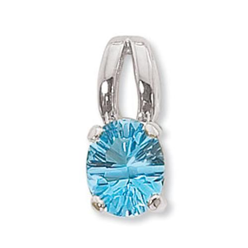 Concave Oval Blue Topaz Pendant - 80388bt-ss - Sterling Silver
