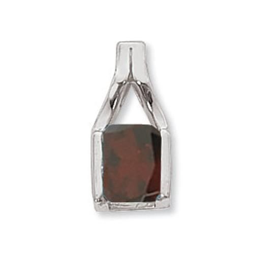 Concave Rect Garnet Pendant - 80385ga-ss - Sterling Silver