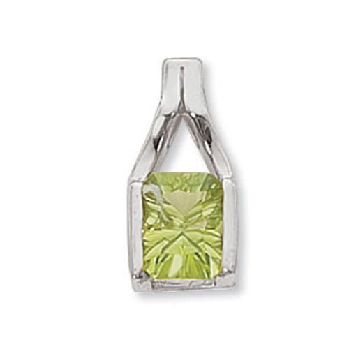 Concave Rect-Peridot Pendant - 80385pe-ss - Sterling Silver