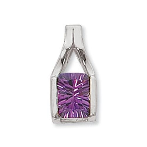 Concave Rectangle Amethyst Pendant - 80385am-ss - Sterling Silver