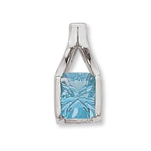 Concave Rectangle Blue Topaz Pendant - 80385bt-ss - Sterling Silver