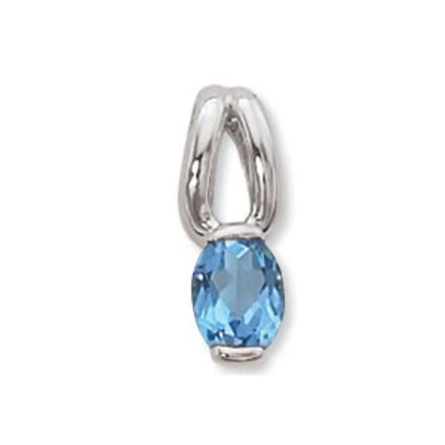 Oval Blue Topaz Pendant - 80387bt-ss - Sterling Silver