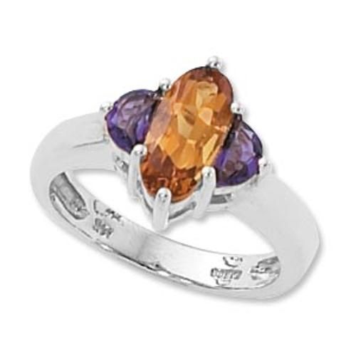 1-10x5 Oval & 2-5x3 Half Moons Cit/amethyst Ring - 70791ciam-ss