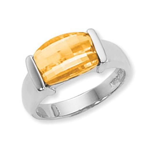 10.5x8x5 Step Top Barrel Citrine Ring - 70170ci-ss - Sterling Silver
