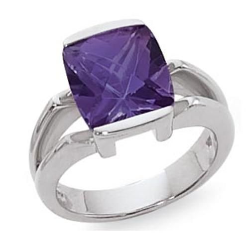 10mm Cushion Amethyst Ring - 70892am-ss - Sterling Silver