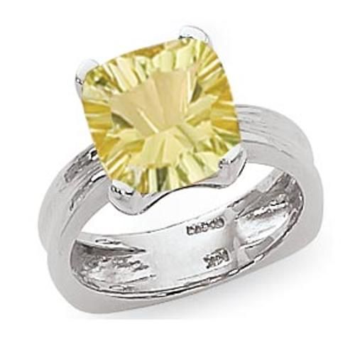 10mm Cushion Concave Oro Verde Ring - 70818ov-ss - Sterling Silver