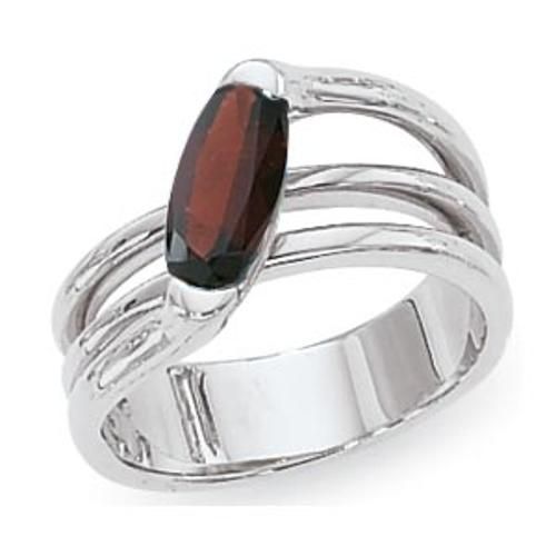 10x5 Oval Garnet Ring - 70769ga-ss - Sterling Silver