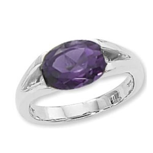 10x8 Oval Amethyst Ring - 70850am-ss - Sterling Silver