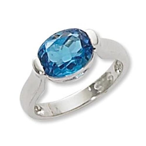 10x8 Oval Blue Topaz Ring - 70884bt-ss - Sterling Silver