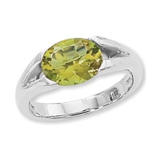 10x8 Oval Peridot Ring - 70850pe-ss - Sterling Silver