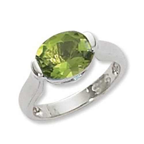 10x8 Oval Peridot Ring - 70884pe-ss - Sterling Silver