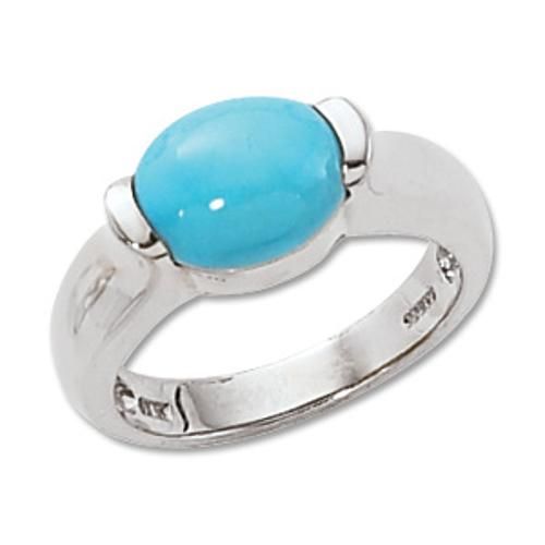 10x8 Oval Turqoise Ring - 70654tq-ss - Sterling Silver