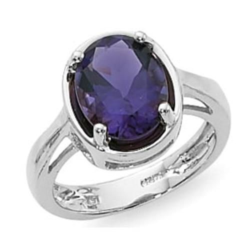 11x9 Oval Amethyst Ring - 70889am-ss - Sterling Silver