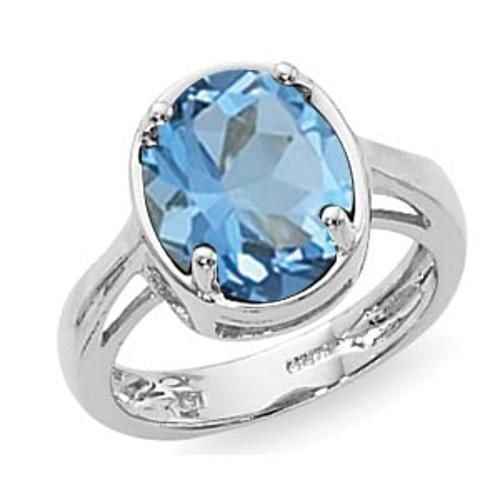 11x9 Oval Blue Topaz Ring - 70889bt-ss - Sterling Silver