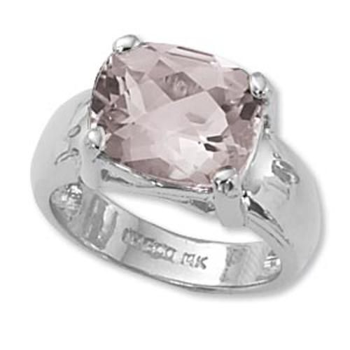 12x10 Cushion Checkerboard Rose Quartz Ring - 70789rq-ss