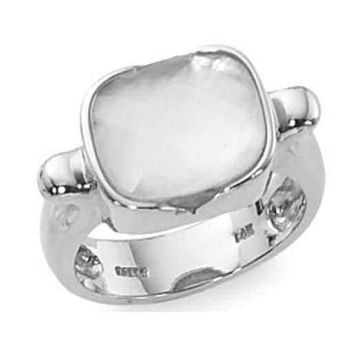 12x10 Mother Of Pearl Cushion Ring - 70855mop-ss - Sterling Silver