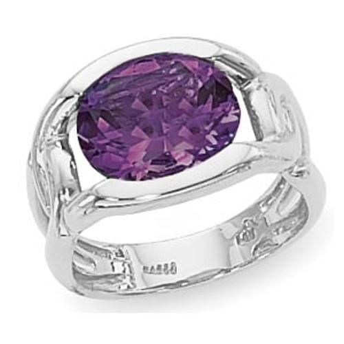 12x10 Oval Amethyst Ring - 70859am-ss - Sterling Silver