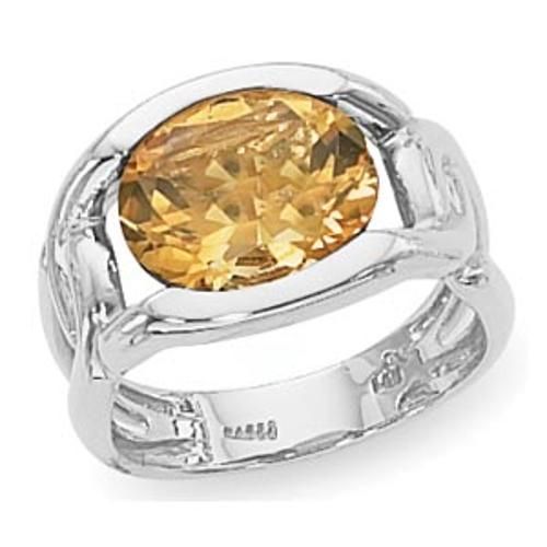 12x10 Oval Citrine Ring - 70859ci-ss - Sterling Silver