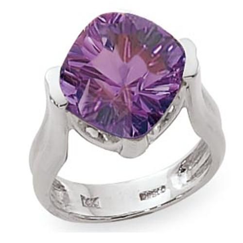 12x12 Concave Cushion Amethyst Ring - 70871am-ss - Sterling Silver