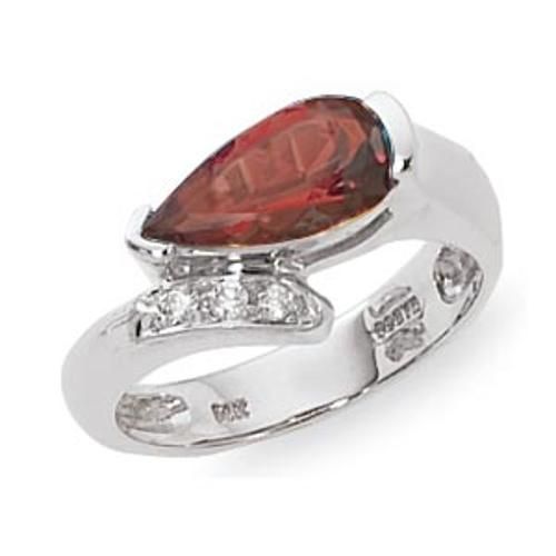 12x6 2-2 & 1-.015 Diamond Garnet Ring - 70813ga-ss - Sterling Silver