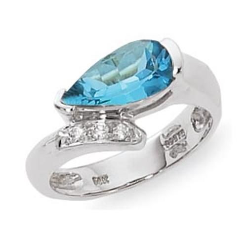12x6 2-2 & 1-.015 Diamond Swirl Blue Topaz Ring - 70813bt-ss