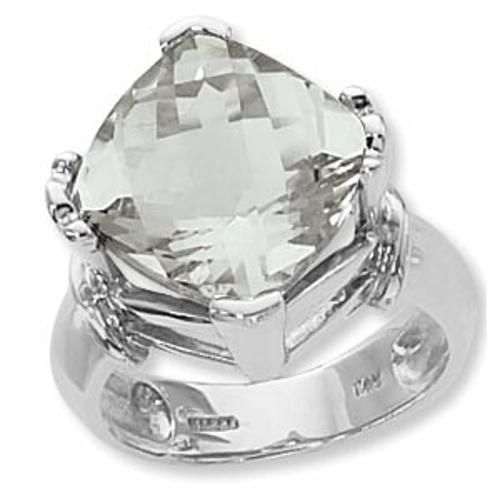 13mm Checkerboard Cushion Praseolite Ring - 70800pr-ss