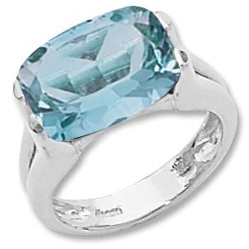 14x10 Cushion Blue Topaz Ring - 70929bt-ss - Sterling Silver