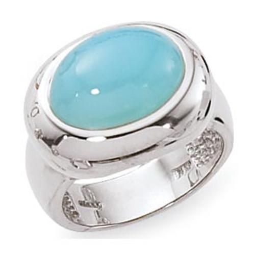 14x10 Oval Carib Blue Chalcedony Ring - 70476cbc-ss - Sterling Silver