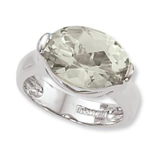 14x10 Oval Checkerboard Praseolite Ring - 70782pr-ss - Sterling Silver