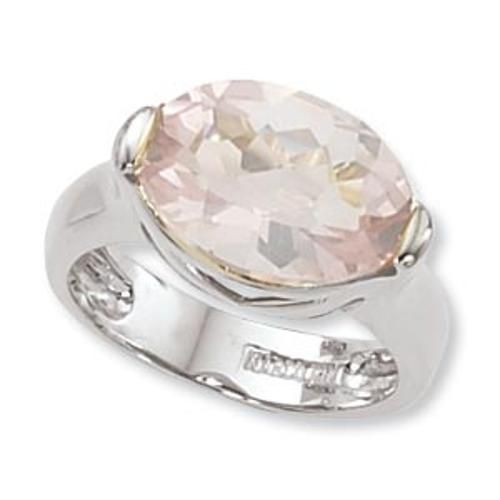 14x10 Oval Checkerboard Rose Quartz Ring - 70782rq-ss