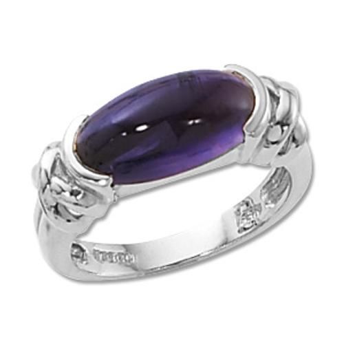 14x7 Oval Amethyst Ring - 70146am-ss - Sterling Silver