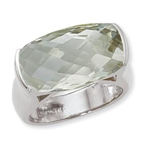 18x10 Cushion Briolette Praseolite Ring - 70898pr-ss - Sterling Silver