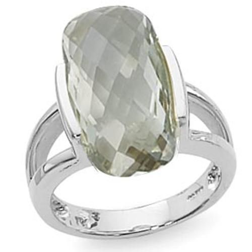 18x10 Cushion Briolette Praseolite Ring - 70899pr-ss - Sterling Silver
