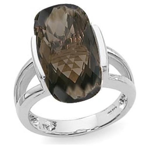 18x10 Smokey Quartz Ring - 70899sq-ss - Sterling Silver