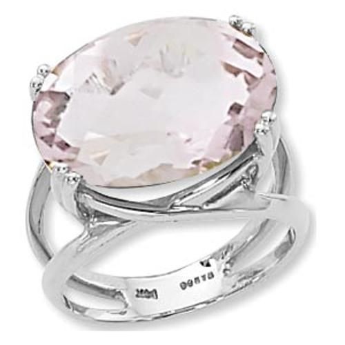18x13 Oval Checkerboard Rose Quartz Ring - 70798rq-ss